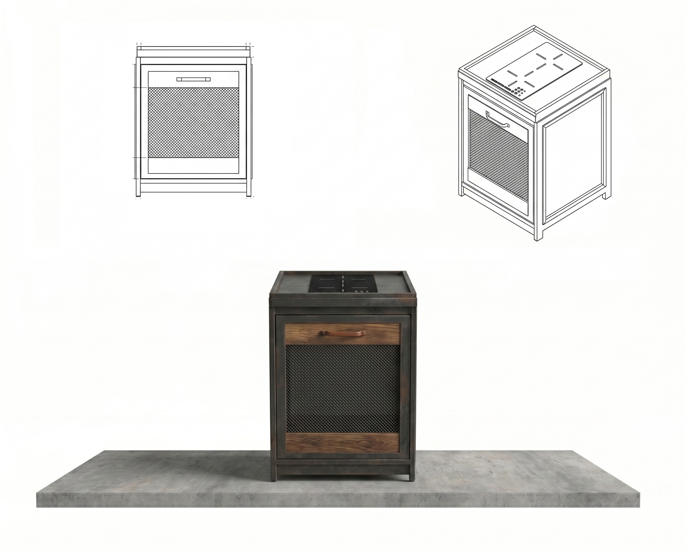 Module for gas / induction cooktop, 2 burners (60x60)